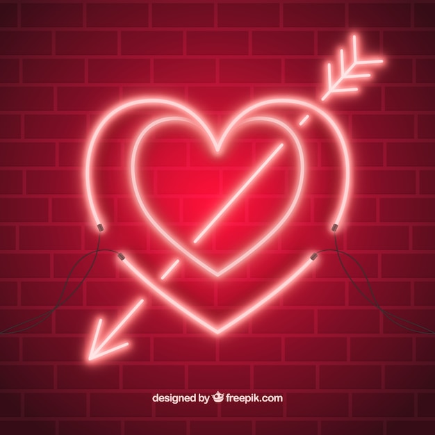 Neon isolated heart background