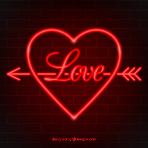 Neon isolated heart background