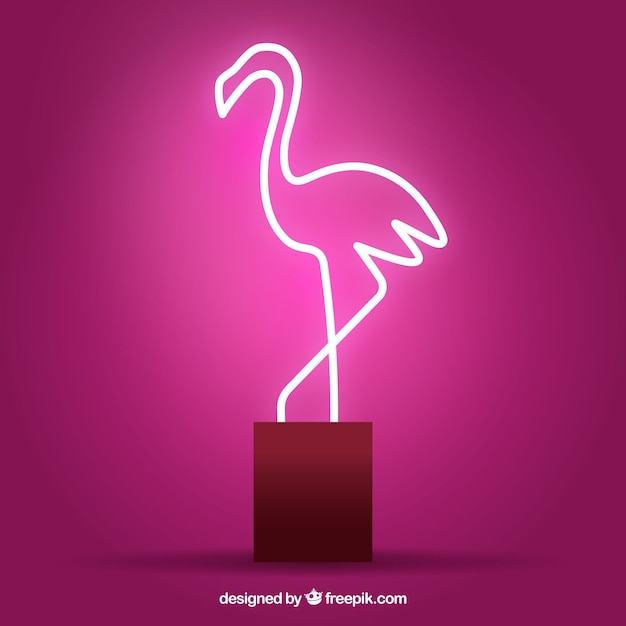 Бесплатное векторное изображение Неоновая лампа с фламинго
