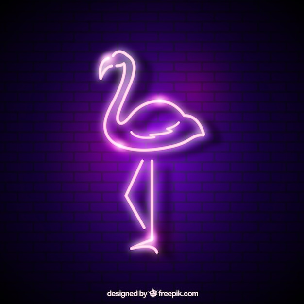 Neon lamp with flamingo shape