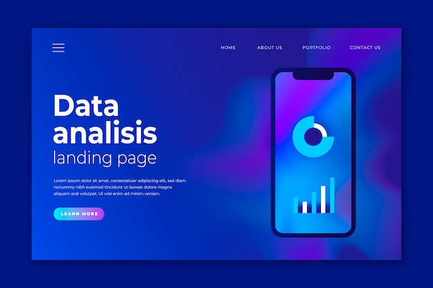 Neon landing page with smartphone