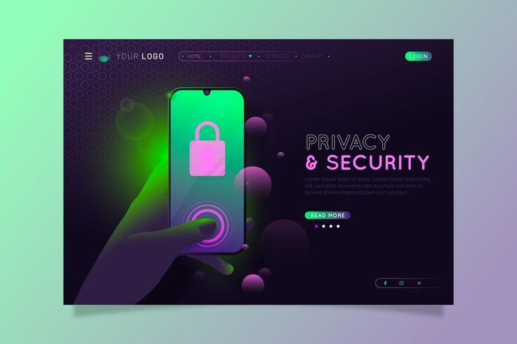 Free Vector neon landing page with smartphone