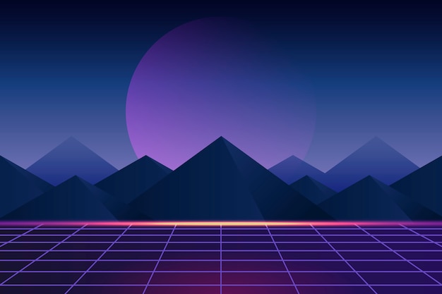 Free vector neon landscape background