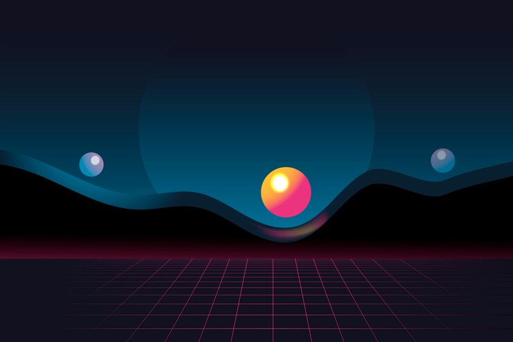 Free Vector neon landscape background