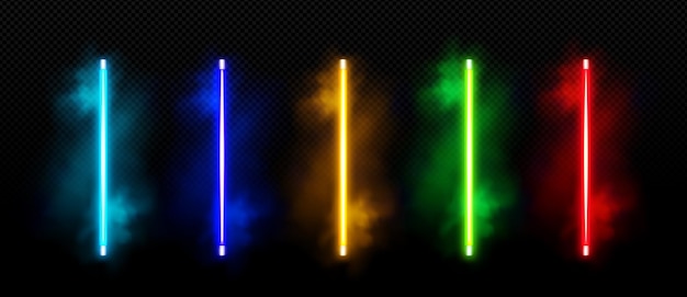 Free vector neon led tubes set on transparent background