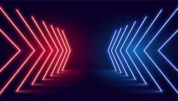 Free vector neon light arrow direction in perspective