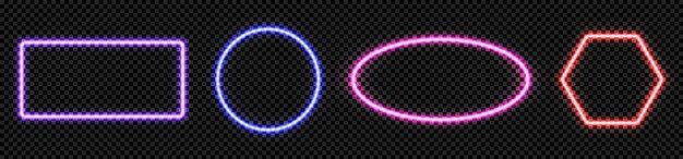 Free vector neon light frame with glow square border vector