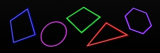 Free vector neon light frames glowing line borders