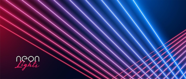 Neon light streak lines banner design