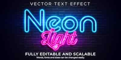 Vettore gratuito effetto testo luce al neon