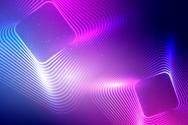 Neon lights background with squares