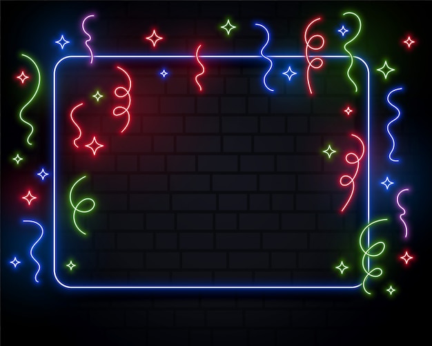 Neon lights confetti celebration event background design