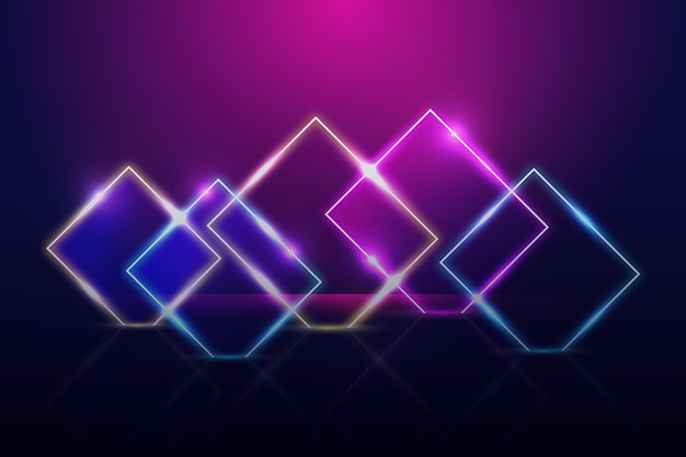 Neon lights geometric shapes background