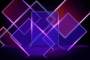 Free vector neon lights geometric shapes background