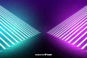 Free vector neon lights stage background with lines
