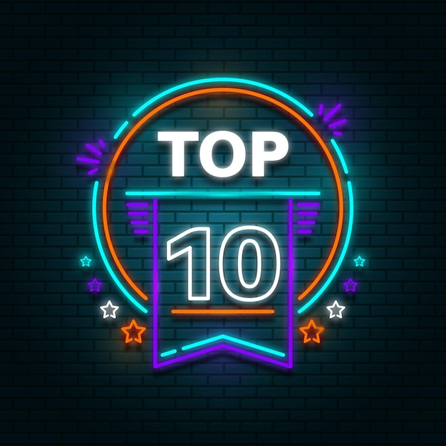 Vettore gratuito top 10 delle luci al neon