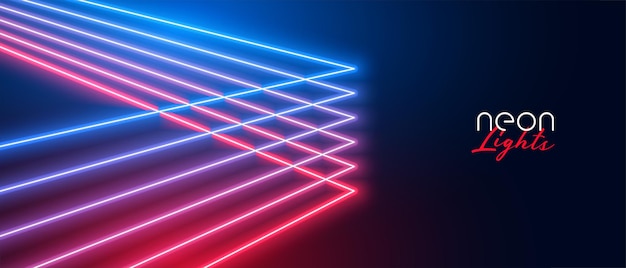 Vettore gratuito linee al neon effetto luce banner design