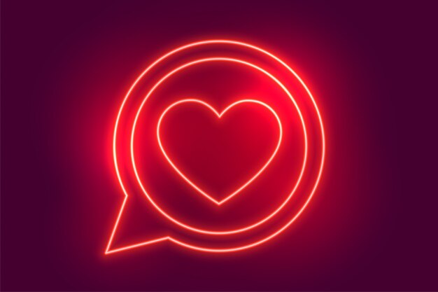 Neon love heart chat symbol background