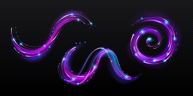 Neon magic swirl wind effect purple twirl light