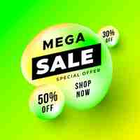 Бесплатное векторное изображение neon mega sale баннер с жидкими формами