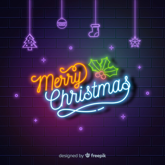 Free vector neon merry christmas background