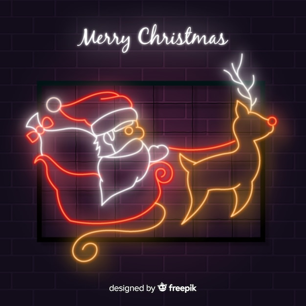 Neon merry christmas background