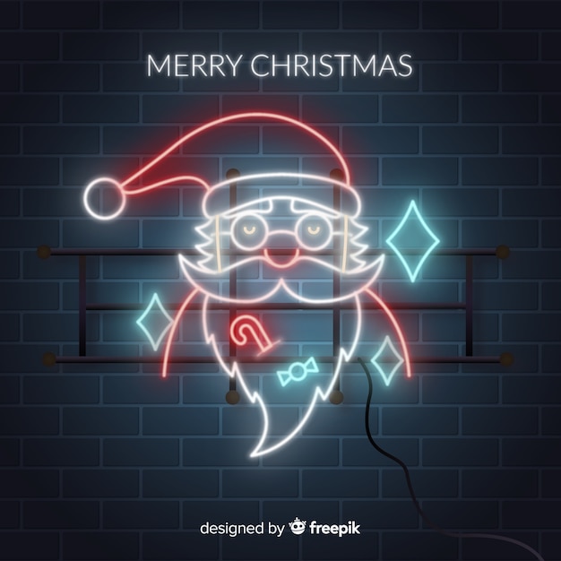 Free vector neon merry christmas background