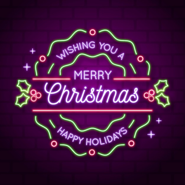 Free vector neon merry christmas concept