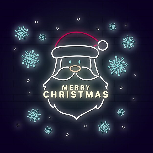 Free vector neon merry christmas concept