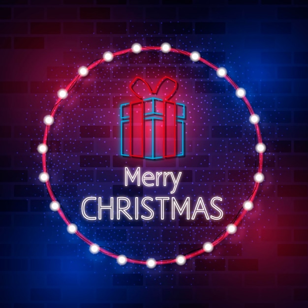 Free vector neon merry christmas template