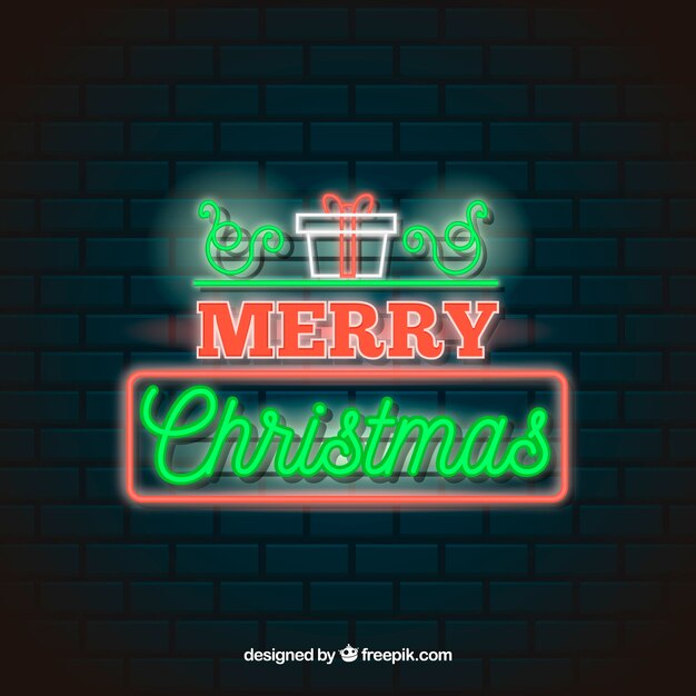 Free vector neon merry christmas