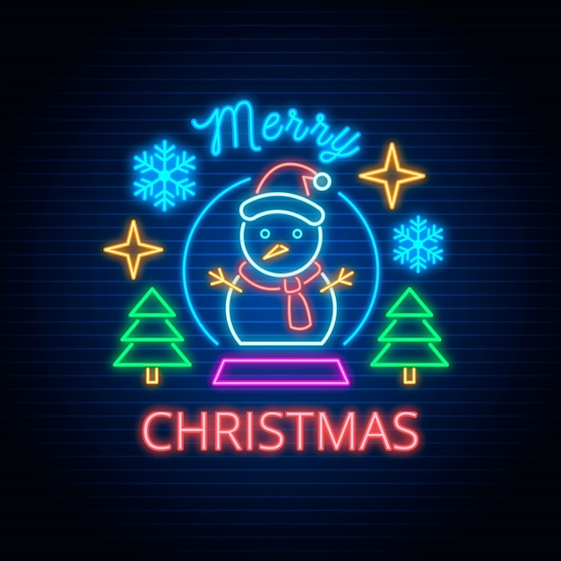 Neon merry christmas