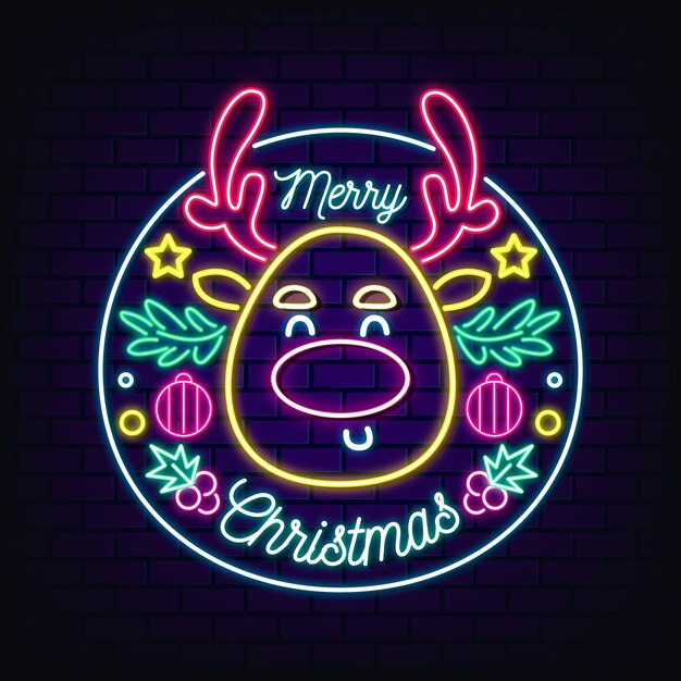 Free vector neon merry christmas