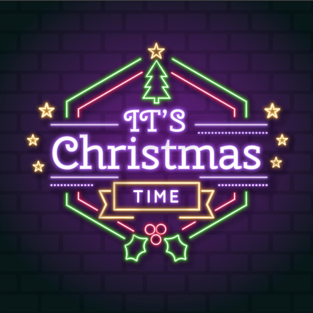 Free vector neon merry christmas