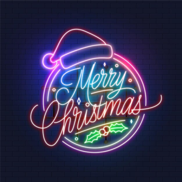 Neon merry christmas