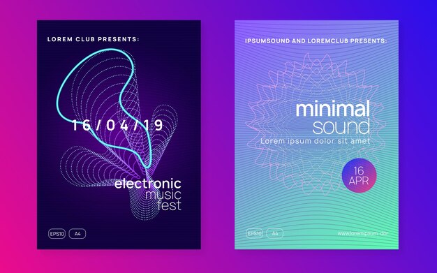 Neon music poster Electro dance dj Electronic sound fest Club