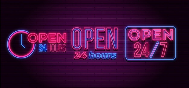 Neon 'open 24 hours' sign