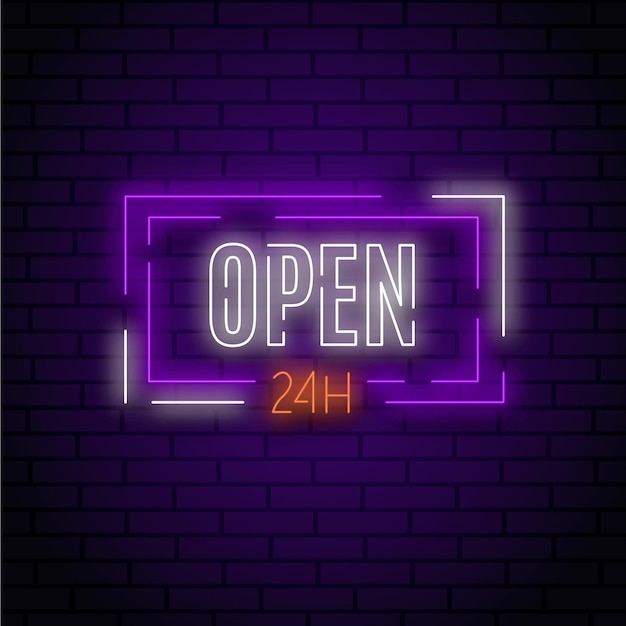 Neon 'open 24 hours' sign