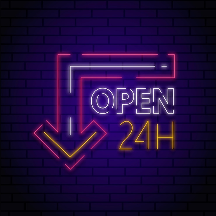 Free Vector neon open twenty-four hours sign