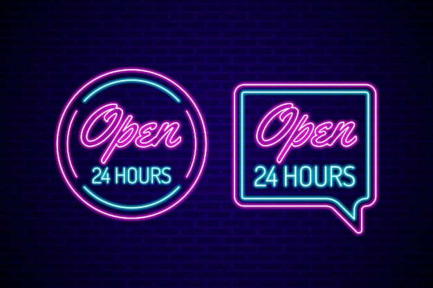 Neon open twenty-four hours sign