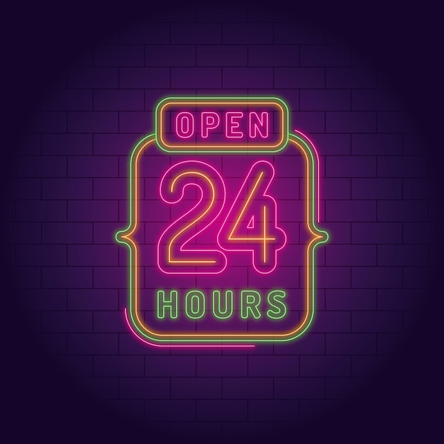 Neon open twenty-four hours sign