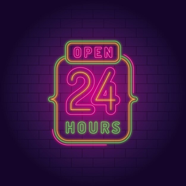 네온 오픈 24 시간 사인