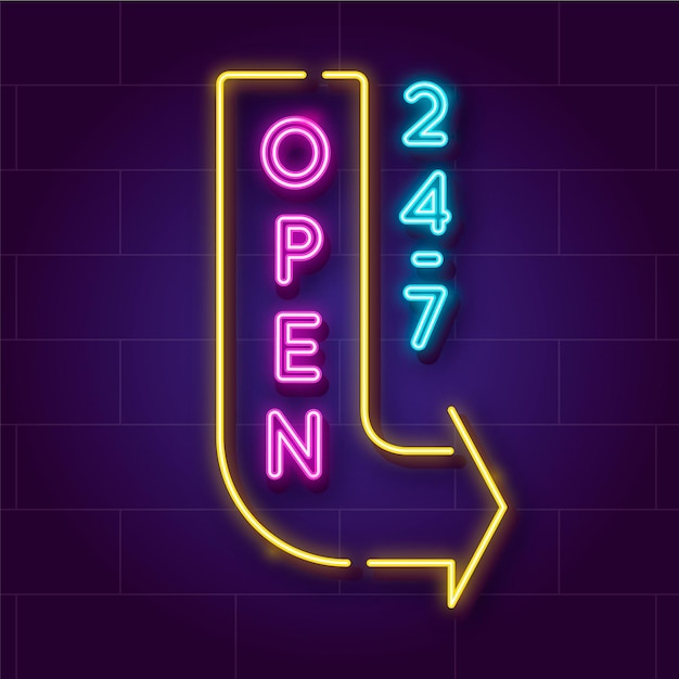 Neon open twenty-four hours sign