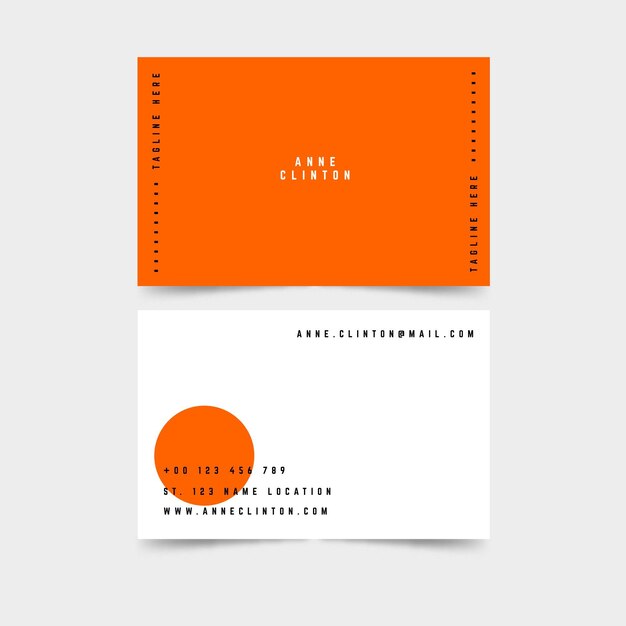 Neon orange business card template