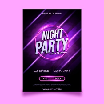 Neon party poster template