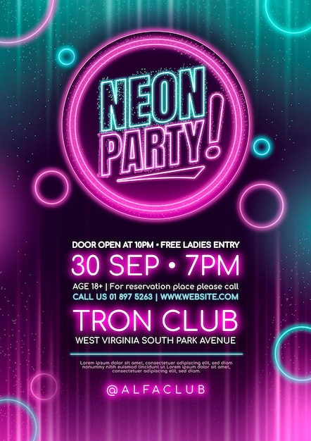 Fashion show poster with pink neon effect