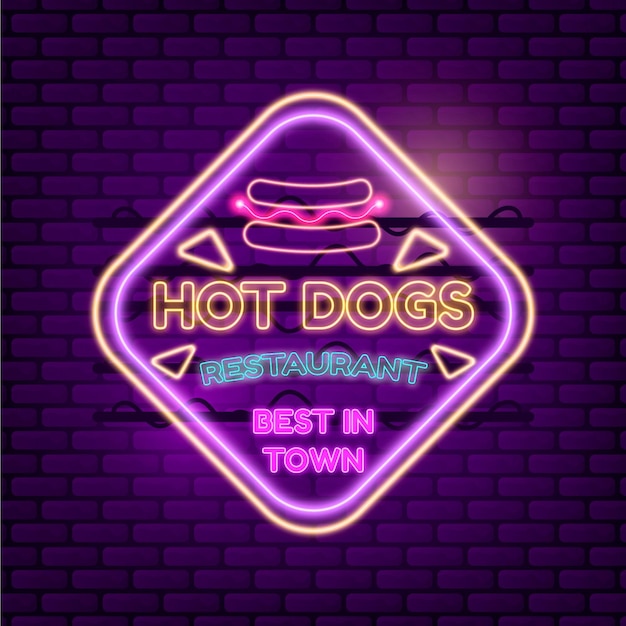 Free vector neon pub and restaurant sign design