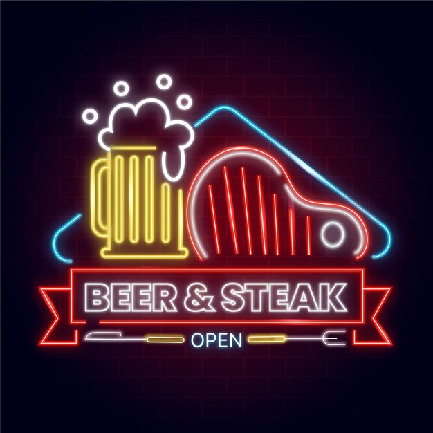 Neon pub and restaurant sign design