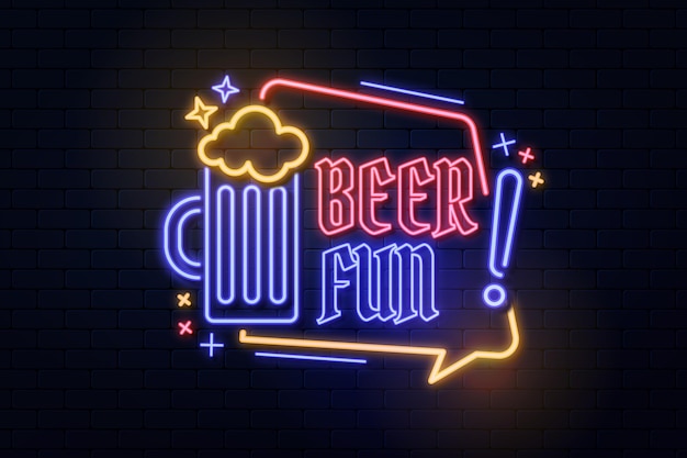 Neon pub and restaurant sign