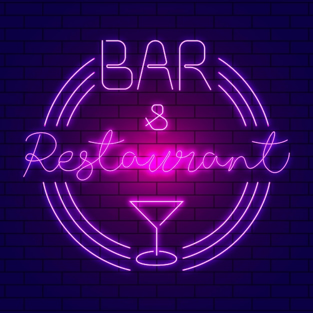 Vettore gratuito insegna al neon di un pub o di un ristorante